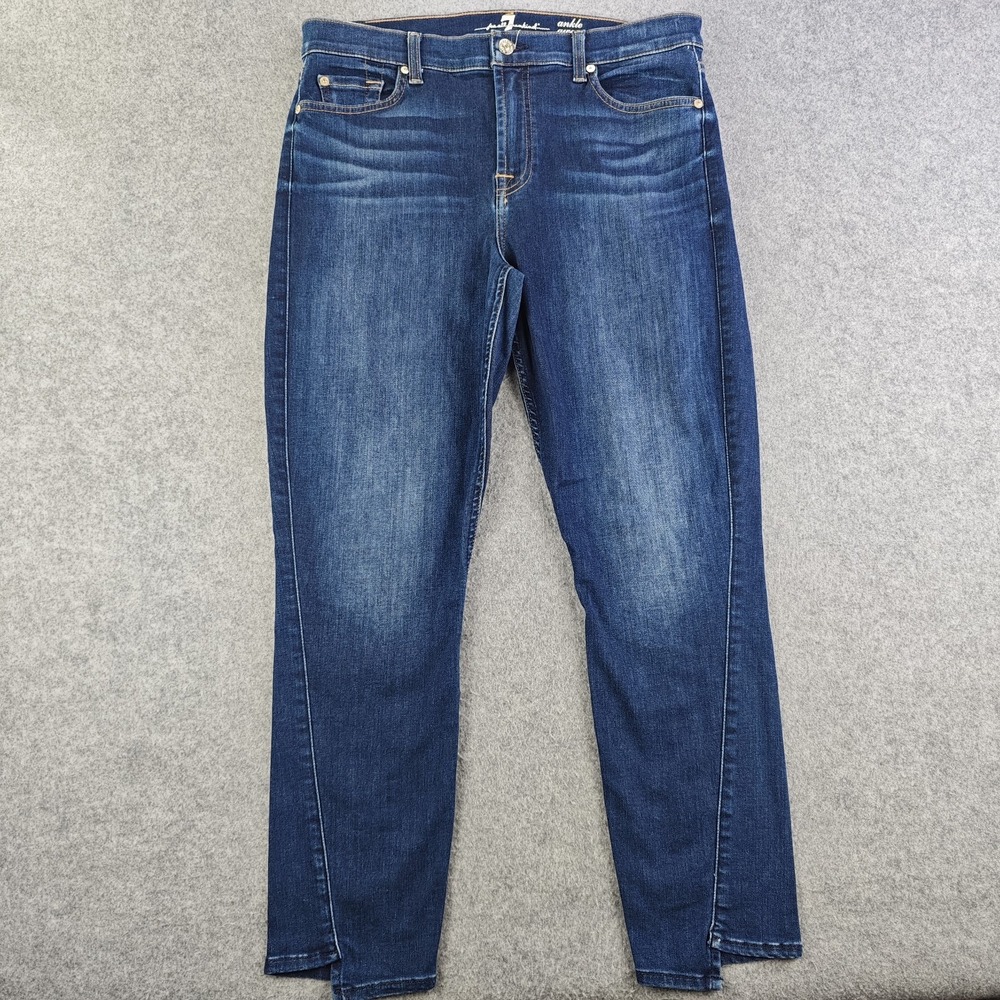 7 For All Mankind Ankle Gwenevere Jeans Women's 32x27 Blue Dark Wash High Rise